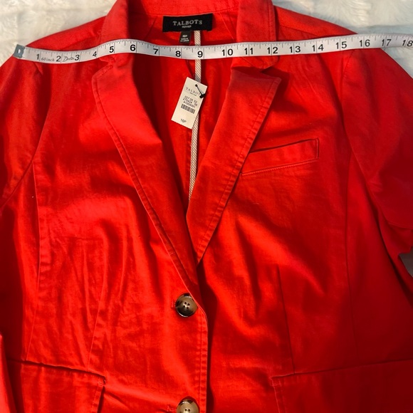 Talbots Women's Orange Blazer Jacket 16/p 98% cotton 🧡🤍🌷 - Picture 9 of 14